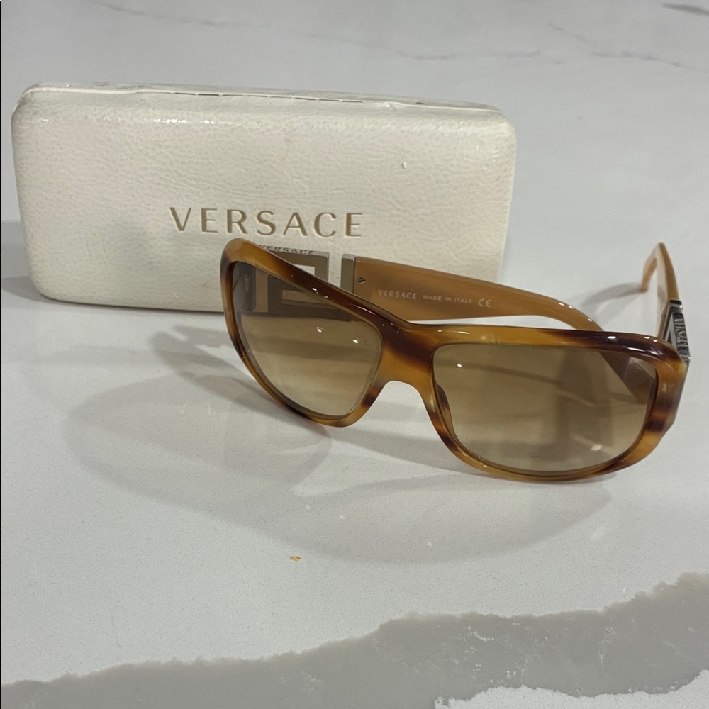 Versace Brown Tortoiseshell Oversized Sunglasses